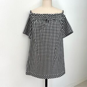 Vineyard Vines Gingham Shift Dress NWT Black & White OTS Ruffle Preppy M